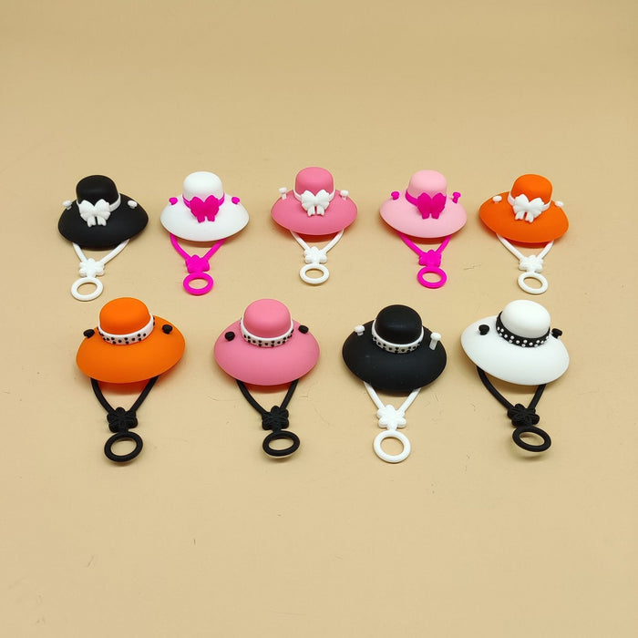 Wholesale 20pcs Food Grade Silicone Straw Dust Plug  Straw Cover Cowboy Hat Straw Cap