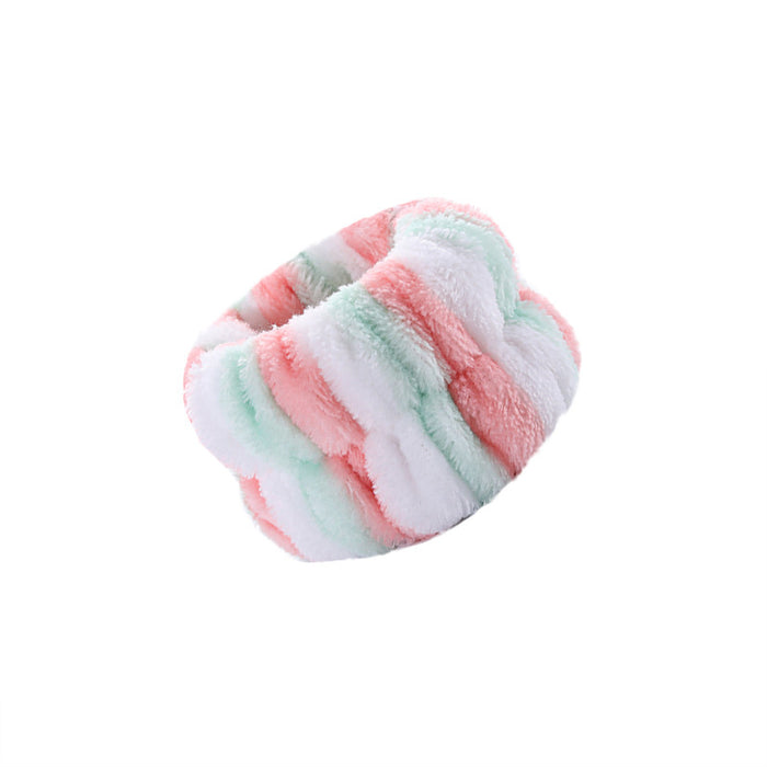 Wholesale Solid Color Plush Wristband Women' s Face Wash Wrist Waterproof Headb Flannel Sweat Wipe Bracelet