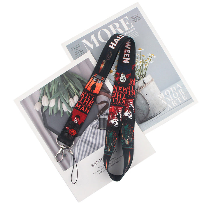 Wholesale Horror and thriller themed long phone lanyard with chest strap