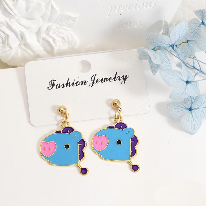 Wholesale Cute Cartoon Drop Earrings Metal Fashion Jewelry Accessory for Teens MOQ≥2