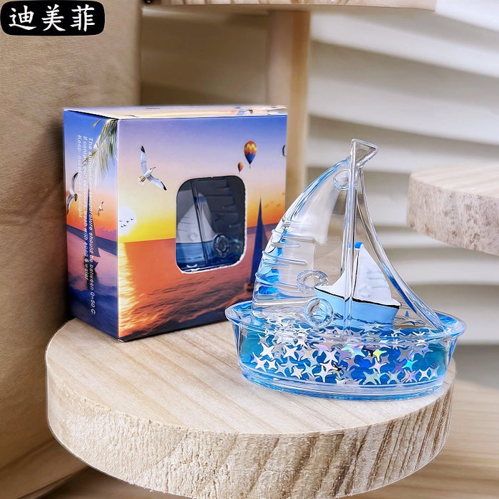 Wholesale Creative Floating Cartoon  Decompression Liquid Sailing Crafts Ornaments Transparent Oil Leakage Acrylic Gift