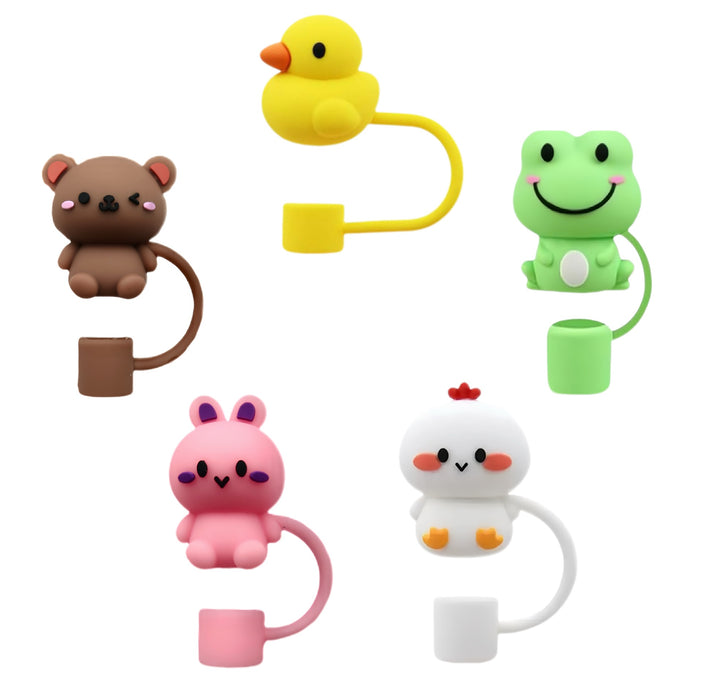 Wholesale Cute animal 3D straw cap, water cup straw cover, dustproof straw decorative cap, reusable straw stopper