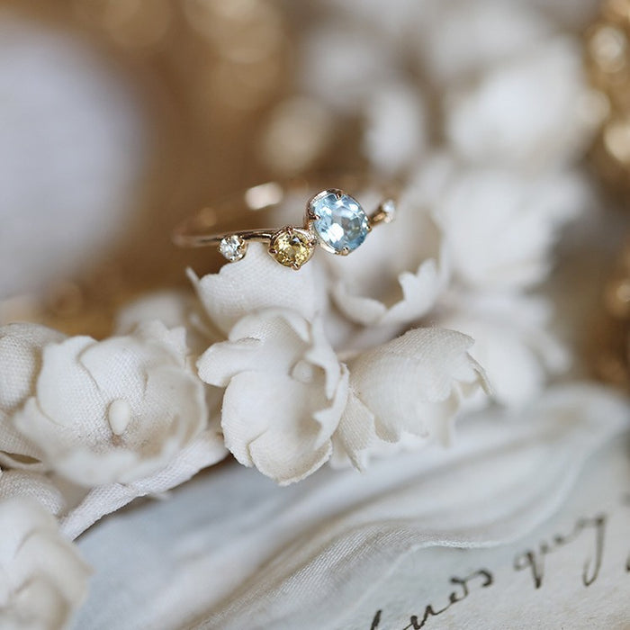 Wholesale Natural Topaz Yellow Crystal Light Luxury Versatile Ring