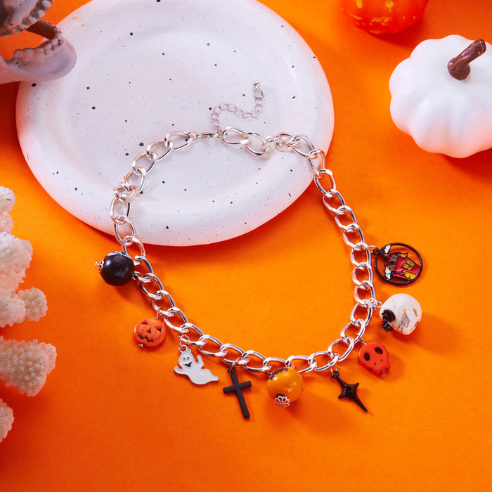 Wholesale  funny fun necklace skull ghost pumpkin cross multi-element hanging decoration short necklace