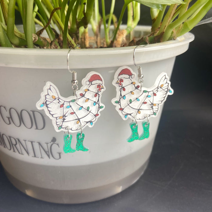 Wholesale Christmas colorful rooster earrings funny animal earrings