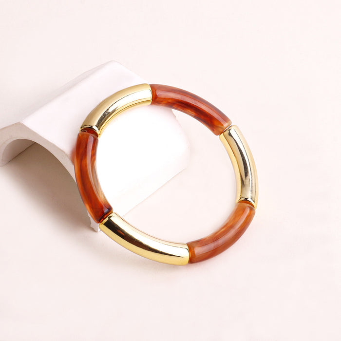 Wholesale Acrylic Two-color Curved Tube Beads Elastic Bracelet JDC-BT-ChouD001
