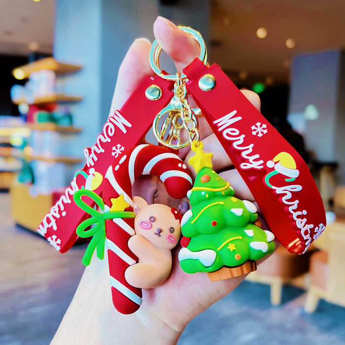 Wholesale  Keychain Christmas Pendant Christmas Tree Reindeer Doll Bag Key Chain Gift