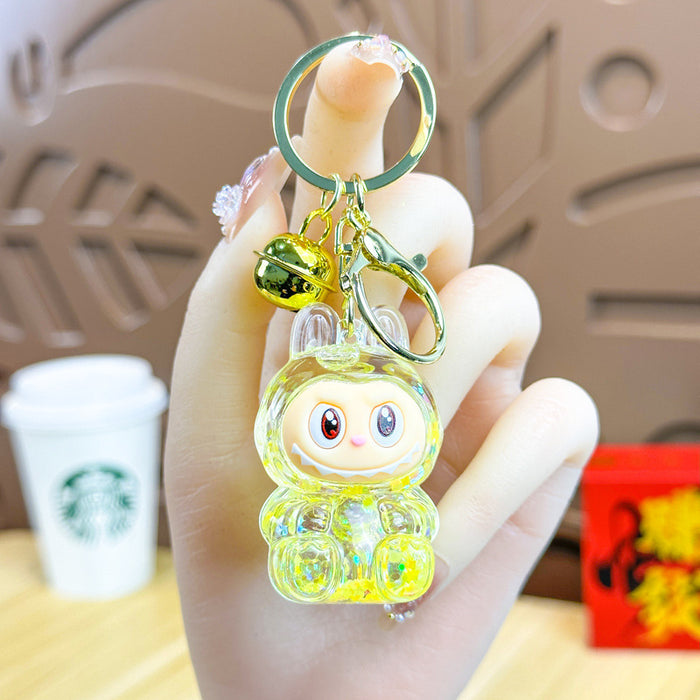 Wholesale Acrylic Bunny Quicksand Keychain Luminous Flashing Cute Doll Bag Gift Keychain