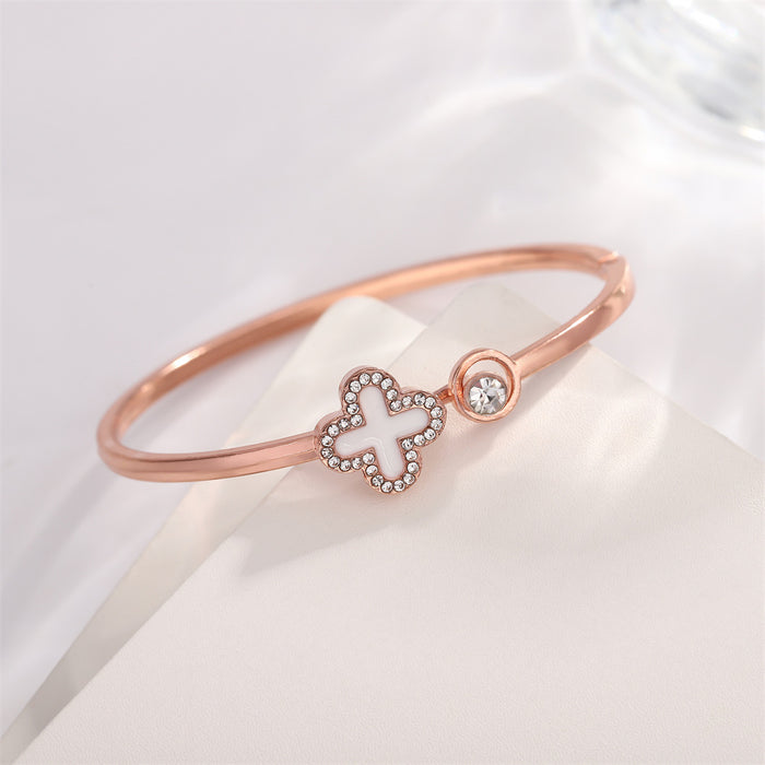 Four-leaf Clover Diamond Bracelet High-end Sense Bracelet Zircon Open Bracelet Wholesale