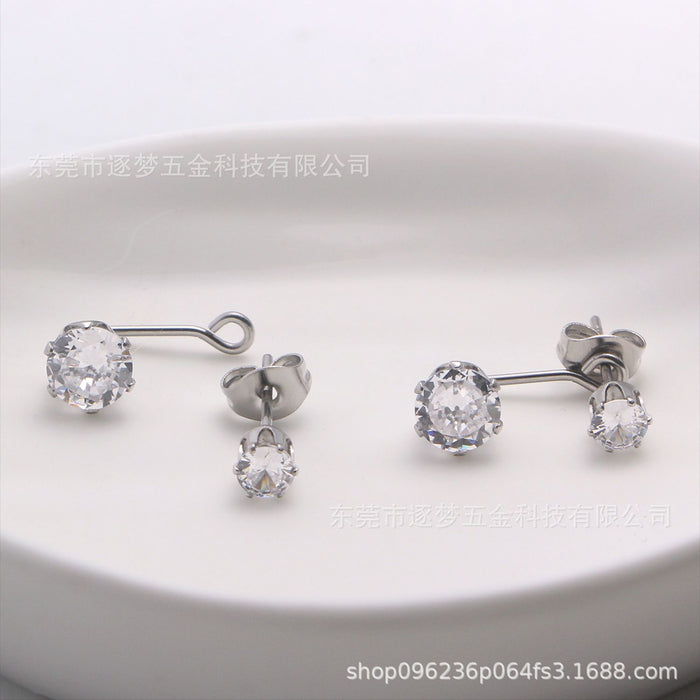 Wholesale Sparkling gemstone titanium steel earring jewelry
