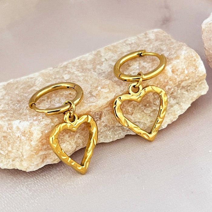 Wholesale Love Earrings Gold Titanium Steel Earrings JDC-ES-YiSeng003