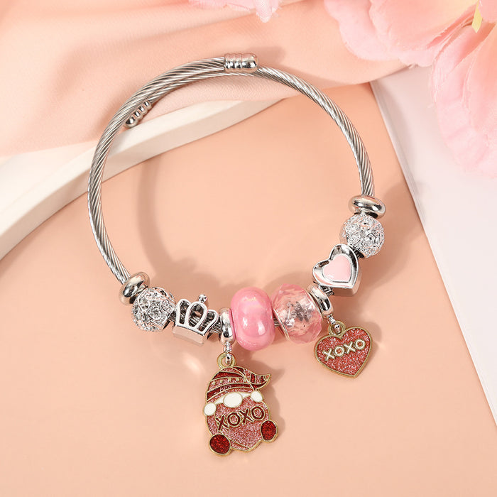 Wholesale Crystal bead stainless steel bracelet