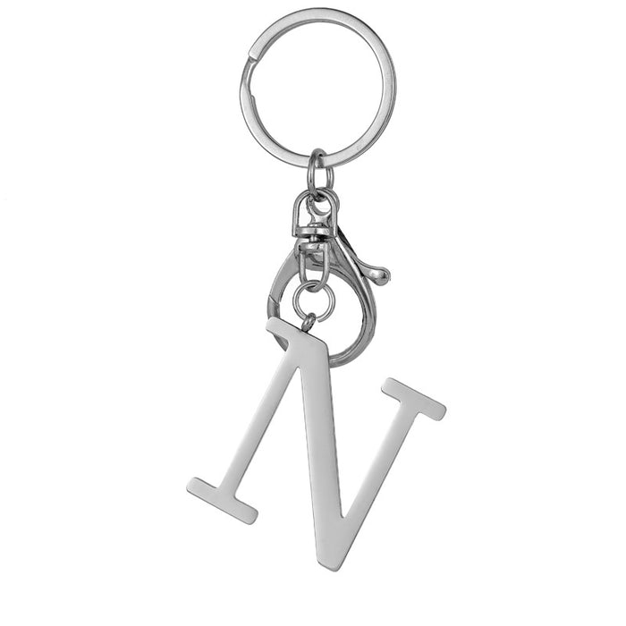 Wholesale Stainless Steel  Letter Key Chain Titanium Steel Keychain Initial Letter Modern Simple Backpack Pendant