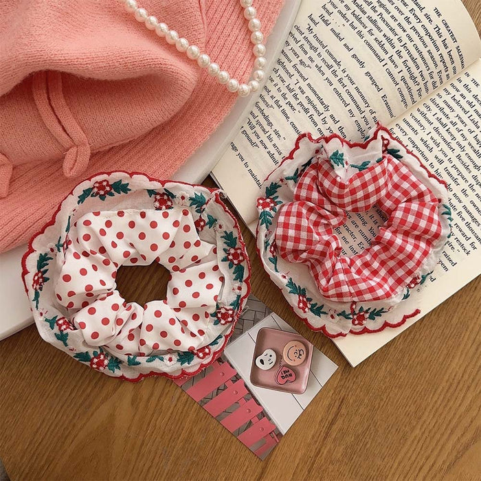 Wholesale Cherry Check Lace Fabric Hairband JDC-HS-Suim002