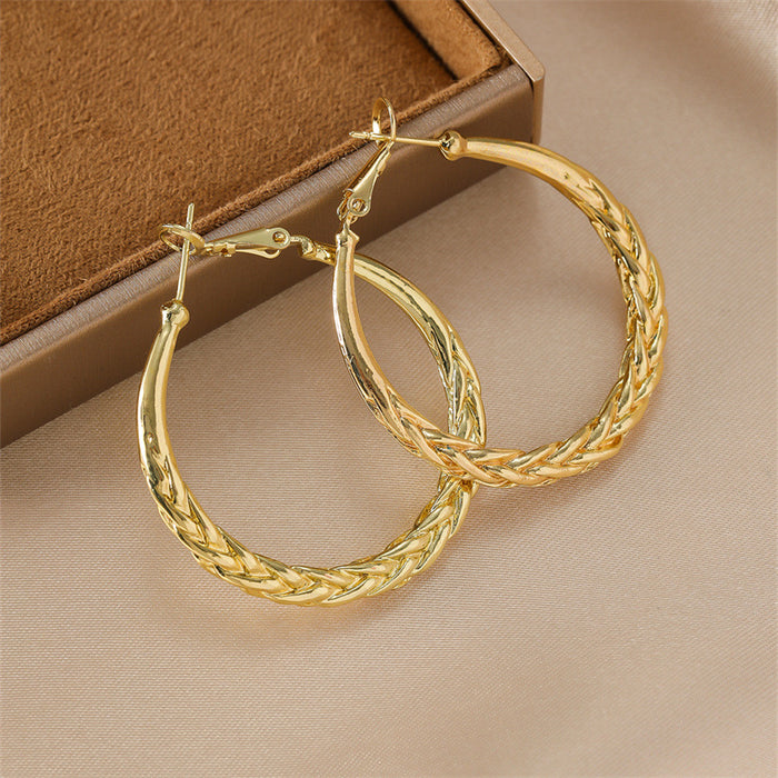 Wholesale Geometric Round Gold Hoop Earrings Trendy Jewelry Accessory MOQ≥3