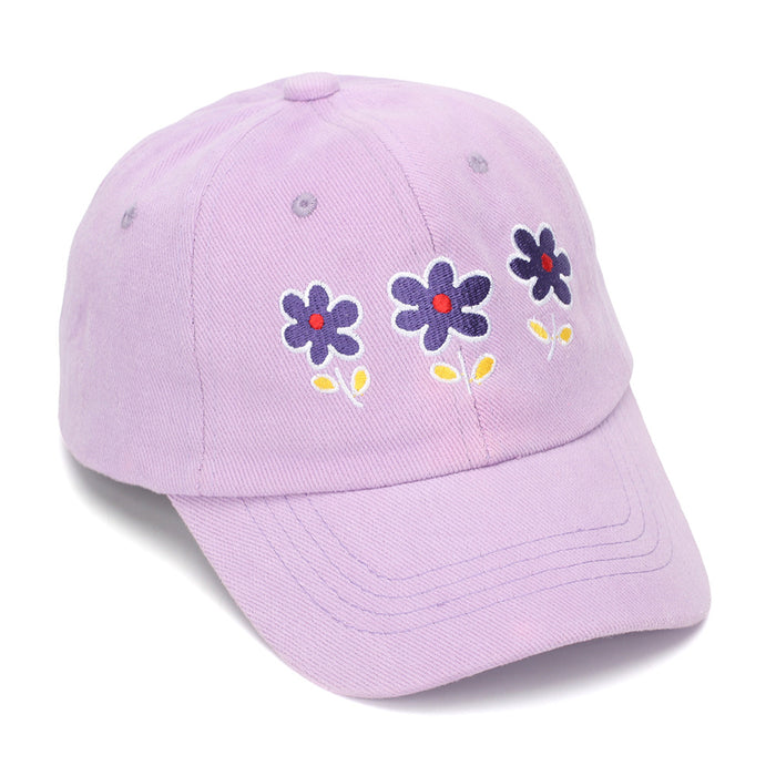 Wholesale Embroidered Flower Baseball Cap for Girls - Trendy Sun Hat with Curved Brim