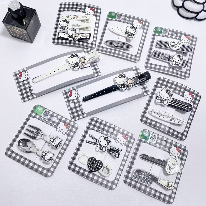 Wholesale Classic black and white checkered minimalist and cute hair clip side clip series