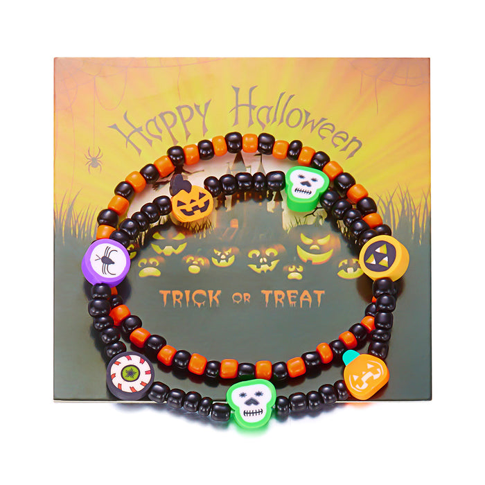 Wholesale  bracelet rice bead orange pumpkin skull pendant jewelry set