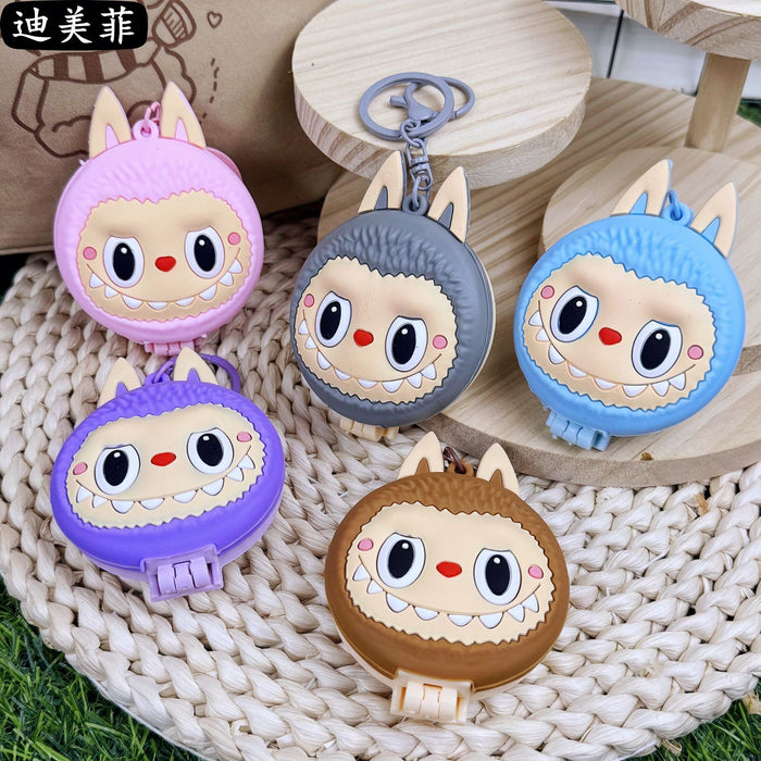 Wholesale Folding Cute Rab Cloth Dressing Mirror Keychain Pendant Girl' s Portable Cartoon Makeup Mirror Small Mirror Gift