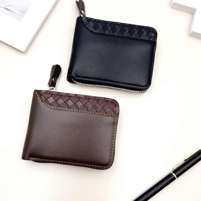 Wholesale Retro Plaid PU Leather Zipper Wallet - Trendy Men' s Short Bifold for Everyday Use MOQ≥2