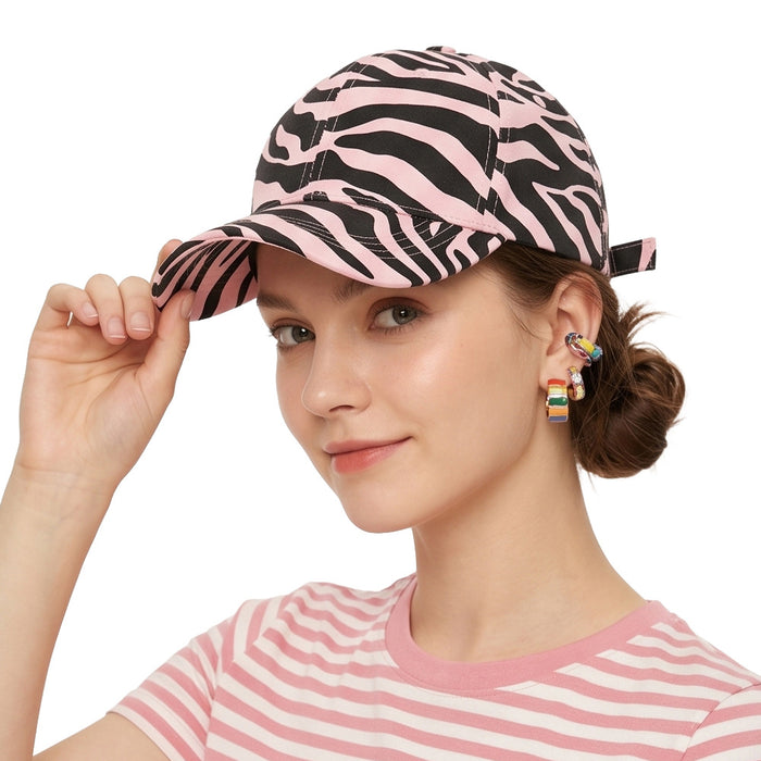 Wholesale Women' s Zebra Pattern Baseball Cap Curved Brim Sun Hat Summer Fashion