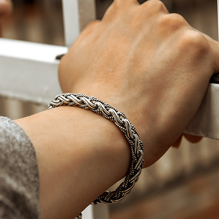 Wholesale Vintage vintage handmade woven striped chain bracelet