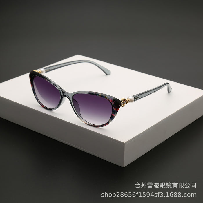 Wholesale Advanced New Cat Eye Frame Pearl Sunglasses Fashion Printed Sunglasses