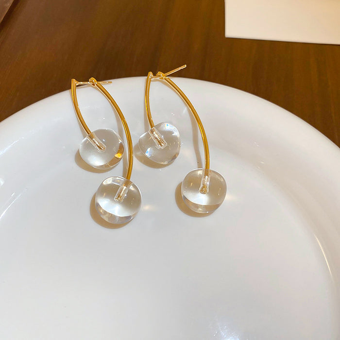 Wholesale dark red resin cherry fruit silver pin earrings high-end earrings women