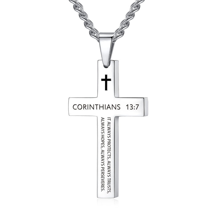 Wholesale Cross necklace titanium steel hand polished stainless steel cross engraved necklace