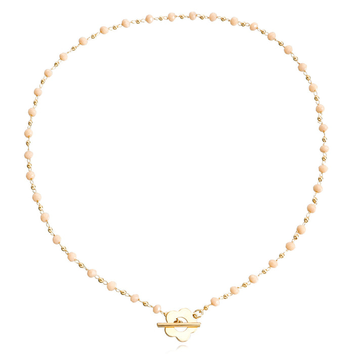 Wholesale New Jewelry Colored Crystal Glass Bead Chain OT Buckle Necklace Neck Chain Collar