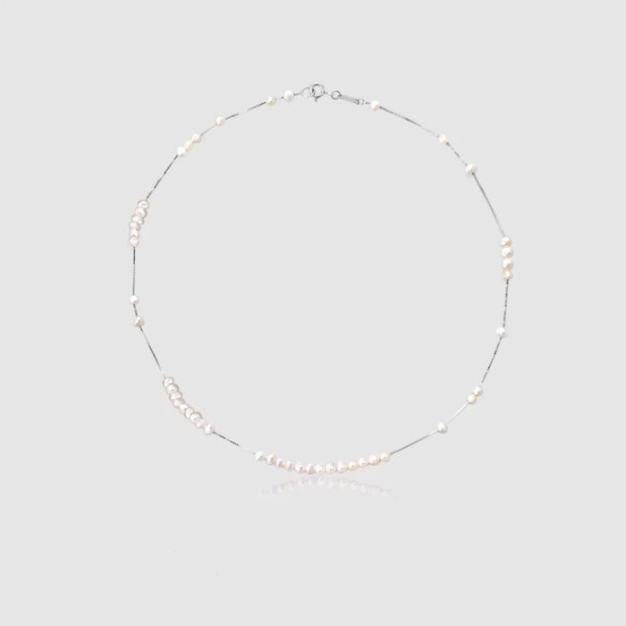 Wholesale Pearl necklace for women, light luxury, niche bead collarbone chain, high-end temperament, pure silver necklace