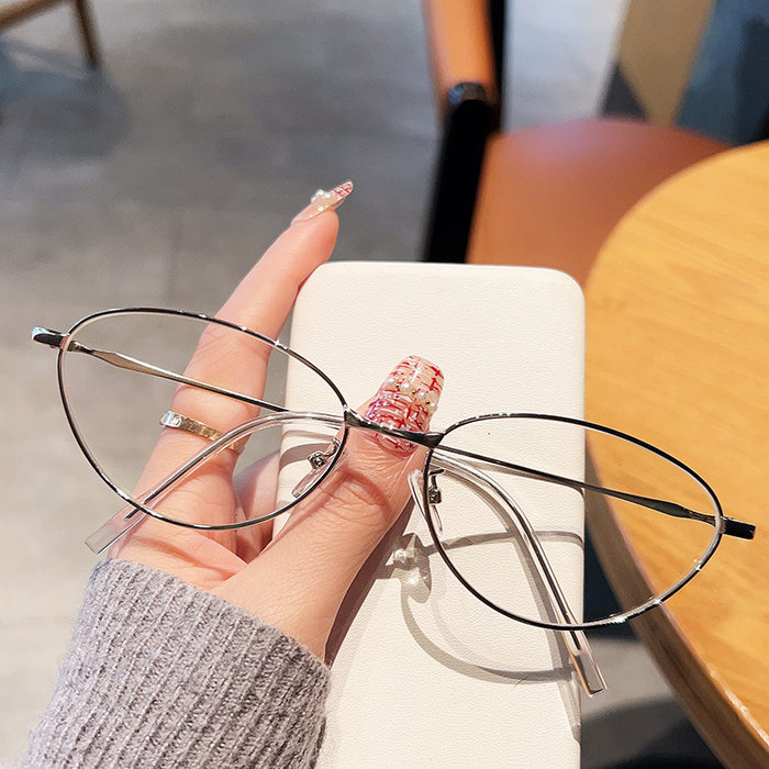 Wholesale Metallic silver glasses with cool anti blue light and prescription for myopia and flat lenses