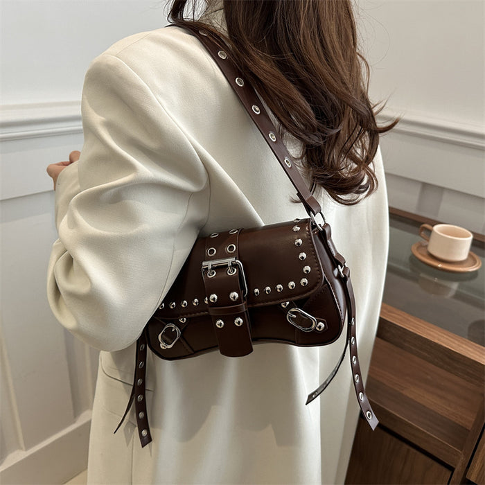 Wholesale Texture rivet personalized design single shoulder crossbody