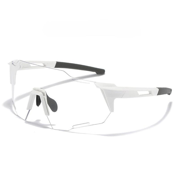 Wholesale Cycling glasses, white frame, transparent sheet, large frame, outdoor color changing sunglasses, running UV, myopia ink
