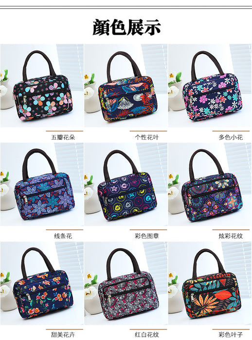 Wholesale Large capacity handbag, women's bag, multi-layer change, floral cloth bag, mother's bag, bento bag