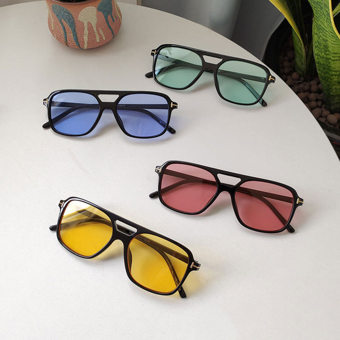 Wholesale T-shaped sunglasses, fashionable square double beam sunglasses, new sunglasses