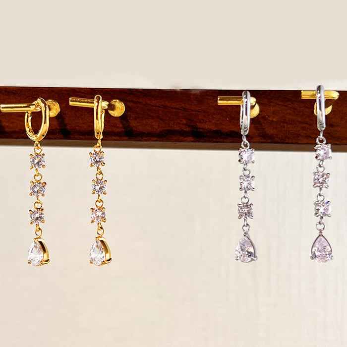 Wholesale Stainless Steel Gold Water Drop Statemente Earrings