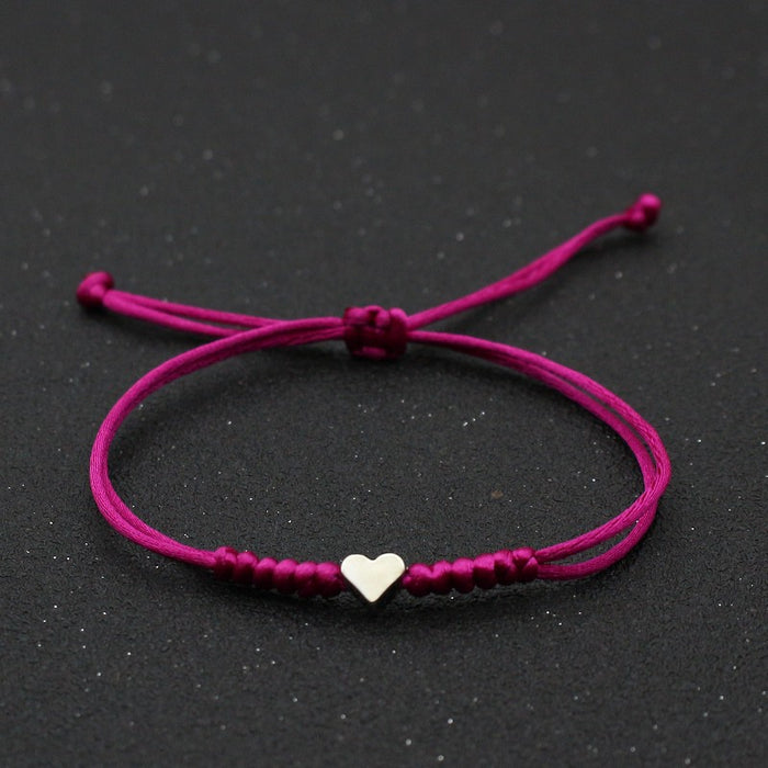 Wholesale Versatile Silver Love Hand Woven Couple Handmade Red Rope Bracelet Heart Bracelets JDC-BT-SX001