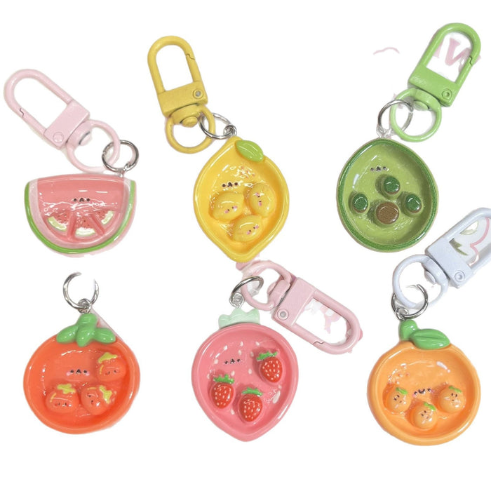 Wholesale Cute Fruit and Vegetable Plate Keychain Cartoon Girl Heart Bag Pendant