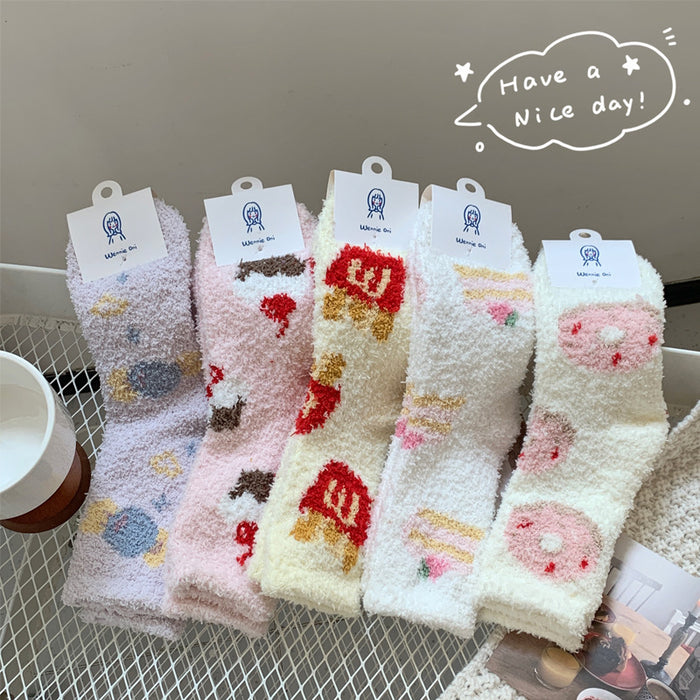 Wholesale Coral fleece socks, plush cotton socks, thickened home bedding, warm sleep, plush floor socks