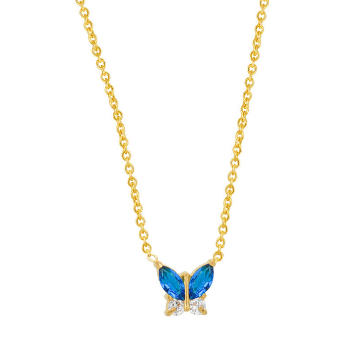 Wholesale Gold Butterfly Zircon Pendant Necklace Titanium Steel Fashion Jewelry MOQ≥2