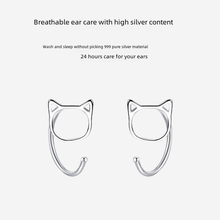 Wholesale Foot silver hollow ear hook with niche design, pure silver earrings, earring studs, jewelry
