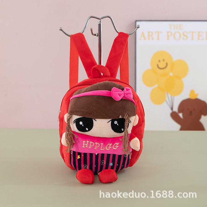 Wholesale Plush small backpack kindergarten school bag cartoon cute girl boy plush backpack