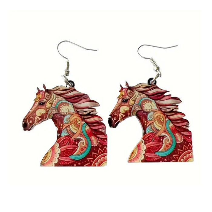 Wholesale Hummingbird Fox Horse Kite Parrot Acrylic Pendant Earrings JDC-ES-Yuhen001