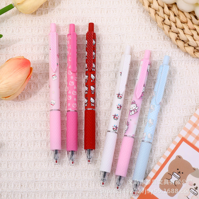 Wholesale 6pcs Floral Series  Cat Gel Pen Cartoon Press Pen Quick-drying