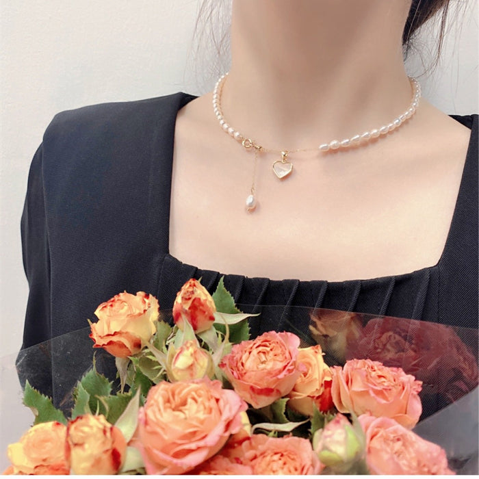 Wholesale Natural Freshwater Pearl Necklace Women's Fashion 18K Gold Plated Chain Necklace Chain