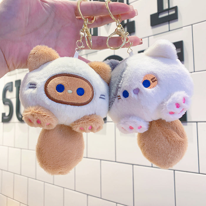 Wholesale Cute plush cat couple doll pendant small doll keychain schoolbag key chain ornaments backpack