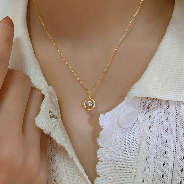 Wholesale Pure silver gold-plated hollow necklace for women, with a niche design and a light luxury commuting collarbone chain