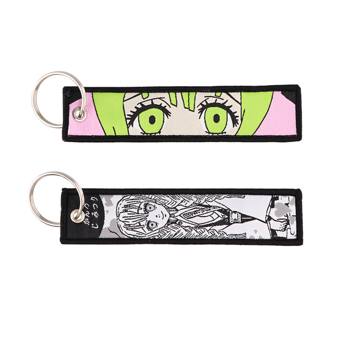 Wholesale Cartoon woven keychain lanyard  access control  ornaments fabric keychain