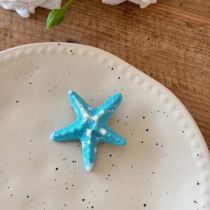 Wholesale Island Vacation ~ Blue Stereo Starfish Hairpin Female Sweet Cool Seaside Vacation Duckbill Clip Side Bangs Hair Accessories